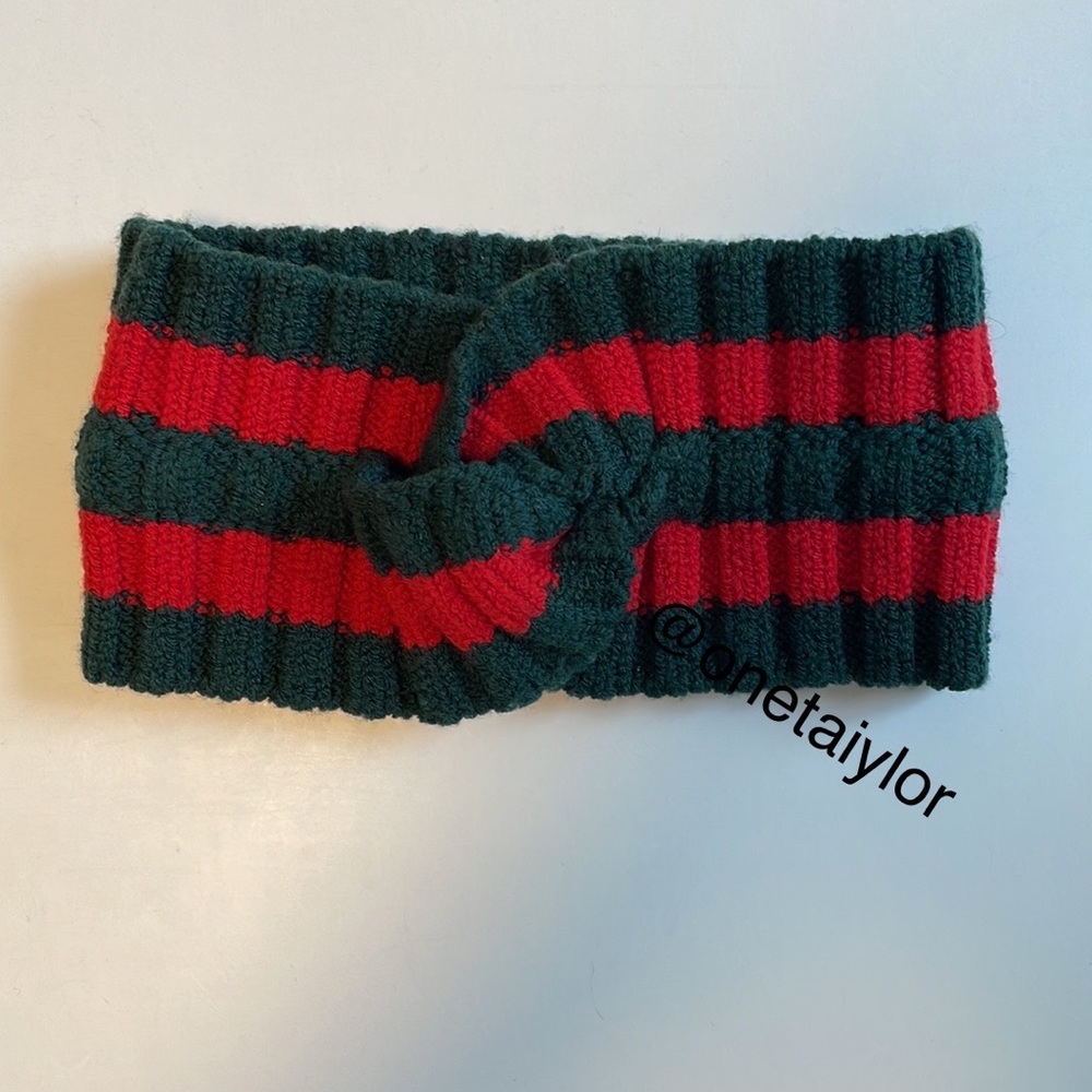 GUCCI Wool Web Red/Green Headband Size L